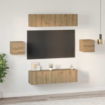 vidaXL Σετ επίπλου τηλεόρασης 6 τμχ. Artisan Oak Επεξεργασμένο Ξύλο