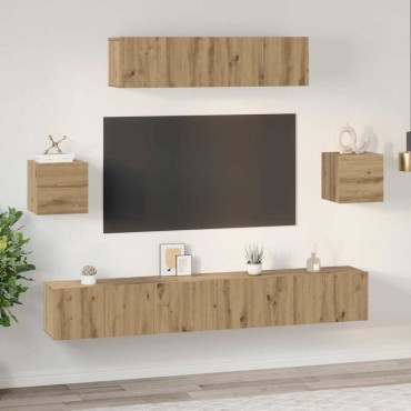 vidaXL Σετ επίπλου τηλεόρασης 7 τμχ. Artisan Oak Επεξεργασμένο Ξύλο