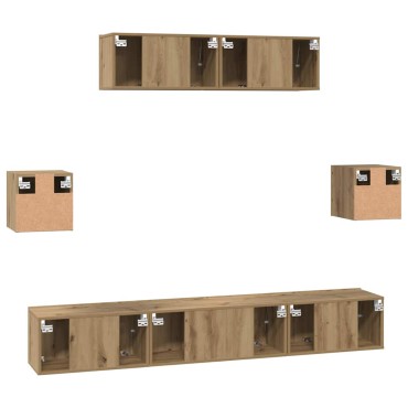 vidaXL Σετ επίπλου τηλεόρασης 7 τμχ. Artisan Oak Επεξεργασμένο Ξύλο