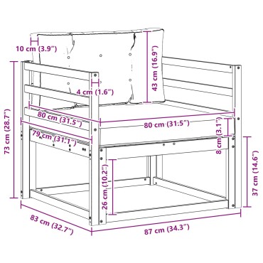 vidaXL Μεσαίος καναπές εξωτερικού χώρου Φυσικό
