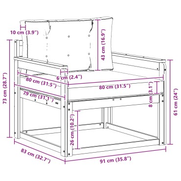 vidaXL Μεσαίος καναπές εξωτερικού χώρου Φυσικό