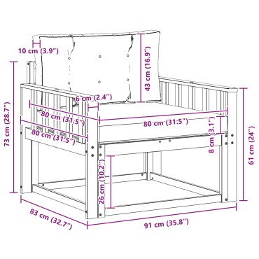vidaXL Μεσαίος καναπές εξωτερικού χώρου Φυσικό