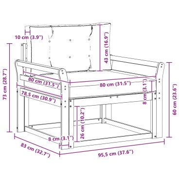vidaXL Μεσαίος καναπές εξωτερικού χώρου Φυσικό