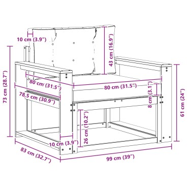 vidaXL Μεσαίος καναπές εξωτερικού χώρου Φυσικό