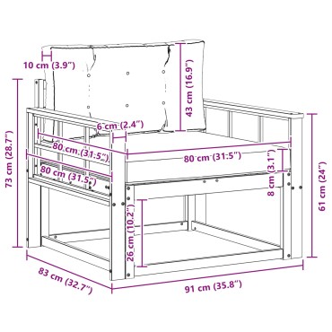 vidaXL Μεσαίος καναπές εξωτερικού χώρου Φυσικό
