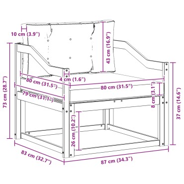 vidaXL Μεσαίος καναπές εξωτερικού χώρου Φυσικό