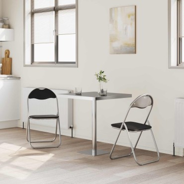 vidaXL Πτυσσόμενη Καρέκλα 2 τεμ. Μαύρο και Γκρι 48x43,5x81cm