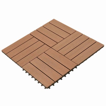 vidaXL Πλάκα Κατασκευής 11 τμχ. Καφέ 30 x 30 cm WPC