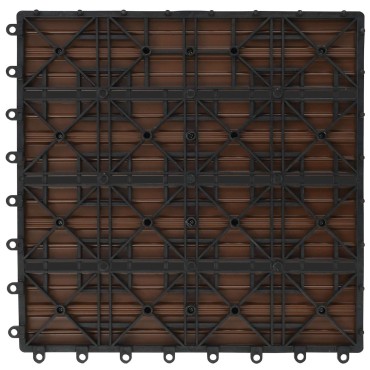 vidaXL Πλάκα Κατασκευής 11 τμχ. Καφέ 30 x 30 cm WPC