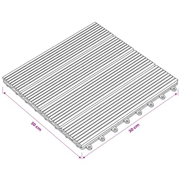 vidaXL Πλάκα Κατασκευής 11 τμχ. Γκρι 30 x 30 cm WPC