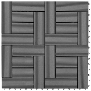 vidaXL Πλάκα Κατασκευής 11 τμχ. Γκρι 30 x 30 cm WPC