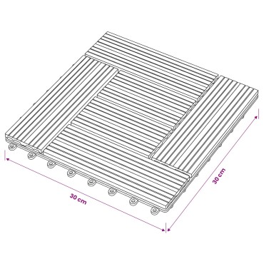 vidaXL Πλάκα Κατασκευής 11 τμχ. Γκρι 30 x 30 cm WPC