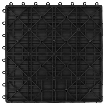 vidaXL Πλάκα Κατασκευής 11 τμχ. Μαύρο 30 x 30 cm WPC