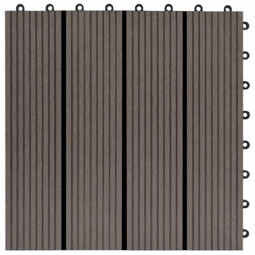vidaXL Πλάκα Κατασκευής 11 τμχ. Σκούρο Καφέ 30 x 30 cm WPC