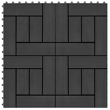 vidaXL Πλάκα Κατασκευής 11 τμχ. Μαύρο 30 x 30 cm WPC