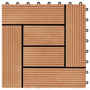 vidaXL Πλάκα Κατασκευής 11 τμχ. Ξύλο teak 30 x 30 cm WPC