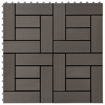 vidaXL Πλάκα Κατασκευής 11 τμχ. Σκούρο Καφέ 30 x 30 cm WPC