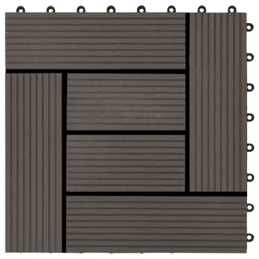 vidaXL Πλάκα Κατασκευής 11 τμχ. Σκούρο Καφέ 30 x 30 cm WPC