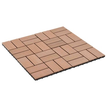vidaXL Πλάκα Κατασκευής 11 τμχ. Καφέ 30 x 30 cm WPC