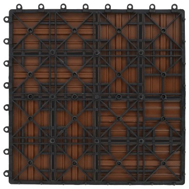 vidaXL Πλάκα Κατασκευής 11 τμχ. Καφέ 30 x 30 cm WPC
