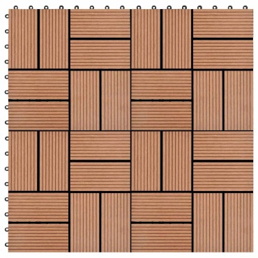 vidaXL Πλάκα Κατασκευής 11 τμχ. Καφέ 30 x 30 cm WPC