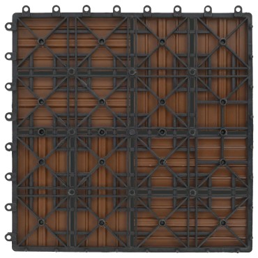 vidaXL Πλάκα Κατασκευής 11 τμχ. Ξύλο teak 30 x 30 cm WPC