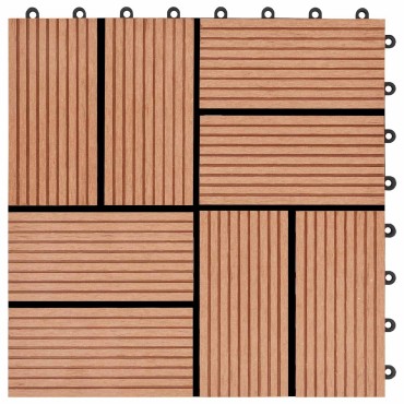 vidaXL Πλάκα Κατασκευής 11 τμχ. Ξύλο teak 30 x 30 cm WPC