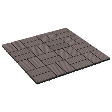 vidaXL Πλάκα Κατασκευής 11 τμχ. Σκούρο Καφέ 30 x 30 cm WPC