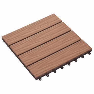 vidaXL Πλάκα Κατασκευής 11 τμχ. Ανοιχτό καφέ 30 x 30 cm WPC