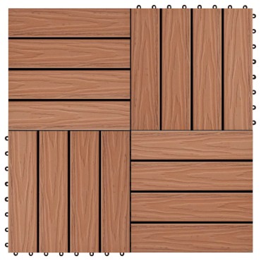 vidaXL Πλάκα Κατασκευής 11 τμχ. Ανοιχτό καφέ 30 x 30 cm WPC