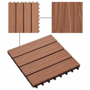 vidaXL Πλάκα Κατασκευής 11 τμχ. Ανοιχτό καφέ 30 x 30 cm WPC