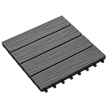 vidaXL Πλάκα Κατασκευής 3D Σχεδίαση 11 τμχ. Γκρι 30 x 30 cm WPC