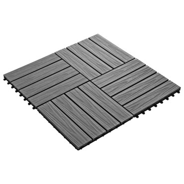 vidaXL Πλάκα Κατασκευής 3D Σχεδίαση 11 τμχ. Γκρι 30 x 30 cm WPC