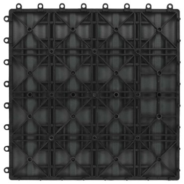 vidaXL Πλάκα Κατασκευής 3D Σχεδίαση 11 τμχ. Μαύρο 30 x 30 cm WPC