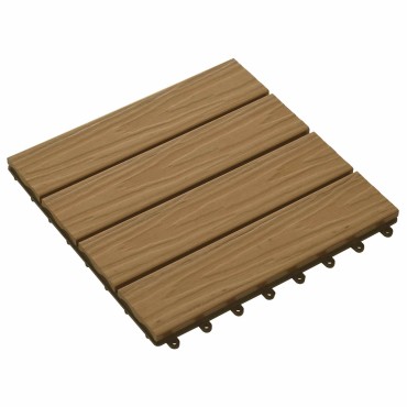 vidaXL Πλάκα Κατασκευής 3D Σχεδίαση 11 τμχ. Ξύλο teak 30 x 30 cm WPC