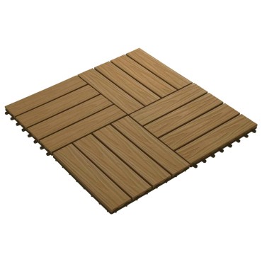 vidaXL Πλάκα Κατασκευής 3D Σχεδίαση 11 τμχ. Ξύλο teak 30 x 30 cm WPC