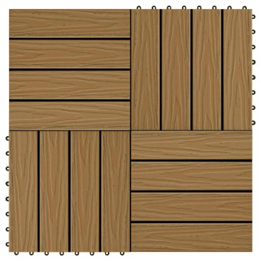 vidaXL Πλάκα Κατασκευής 3D Σχεδίαση 11 τμχ. Ξύλο teak 30 x 30 cm WPC