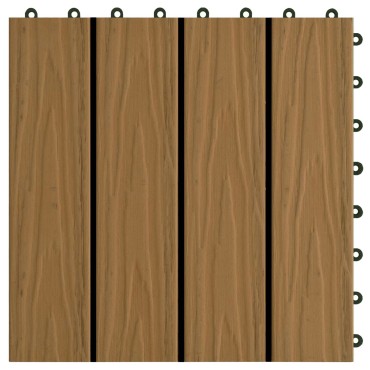 vidaXL Πλάκα Κατασκευής 3D Σχεδίαση 11 τμχ. Ξύλο teak 30 x 30 cm WPC