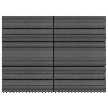 vidaXL Πλάκα Κατασκευής 6 τμχ. Μαύρο 60 x 30 cm WPC
