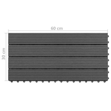 vidaXL Πλάκα Κατασκευής 6 τμχ. Μαύρο 60 x 30 cm WPC
