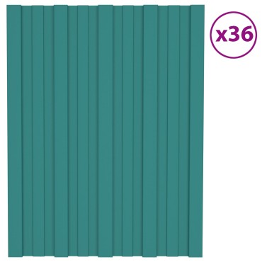 vidaXL Πάνελ οροφής 36 τμχ. Πράσινο 60 x 45 cm Γαλβανισμένος χάλυβας
