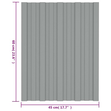 vidaXL Πάνελ οροφής 12 τμχ. Γκρι 60 x 45 cm Γαλβανισμένος χάλυβας