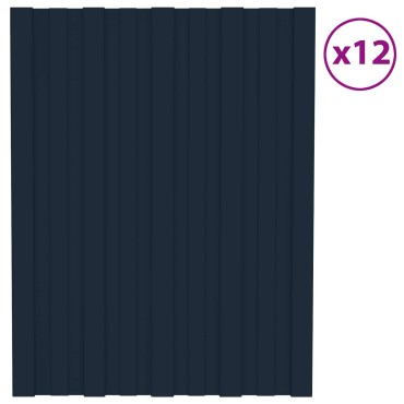 vidaXL Πάνελ οροφής 12 τμχ. Ανθρακί 60 x 45 cm Γαλβανισμένος χάλυβας