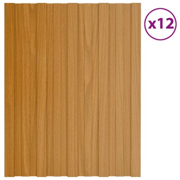 vidaXL Πάνελ οροφής 12 τμχ. Φυσικό 60 x 45 cm Γαλβανισμένος χάλυβας