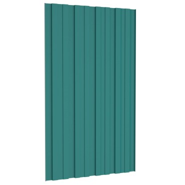 vidaXL Πάνελ οροφής 12 τμχ. Πράσινο 80 x 45 cm Γαλβανισμένος χάλυβας