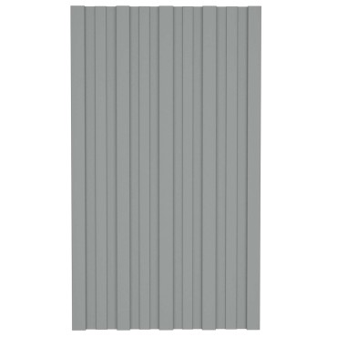vidaXL Πάνελ οροφής 12 τμχ. Γκρι 80 x 45 cm Γαλβανισμένος χάλυβας