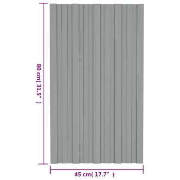 vidaXL Πάνελ οροφής 12 τμχ. Γκρι 80 x 45 cm Γαλβανισμένος χάλυβας