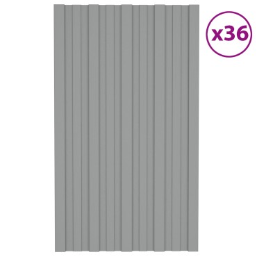 vidaXL Πάνελ οροφής 36 τμχ. Γκρι 80 x 45 cm Γαλβανισμένος χάλυβας
