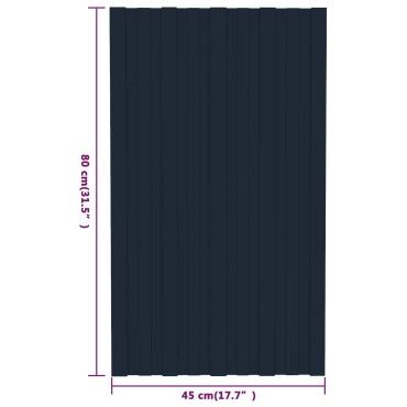 vidaXL Πάνελ οροφής 12 τεμ. Ανθρακί 80 x 45 cm Γαλβανισμένος χάλυβας