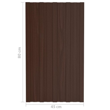 vidaXL Πάνελ οροφής 12 τμχ. Καφέ 80 x 45 cm Γαλβανισμένος χάλυβας